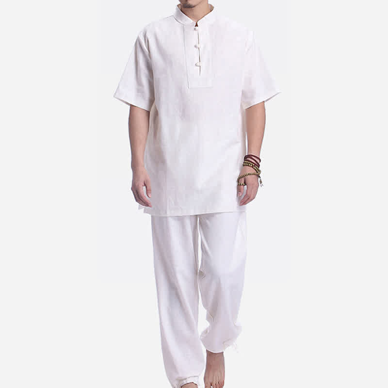 Buddha Stones Spirituale Zen Meditazione Preghiera Pratica Cotone Lino Abbigliamento Uomo Set - image 11