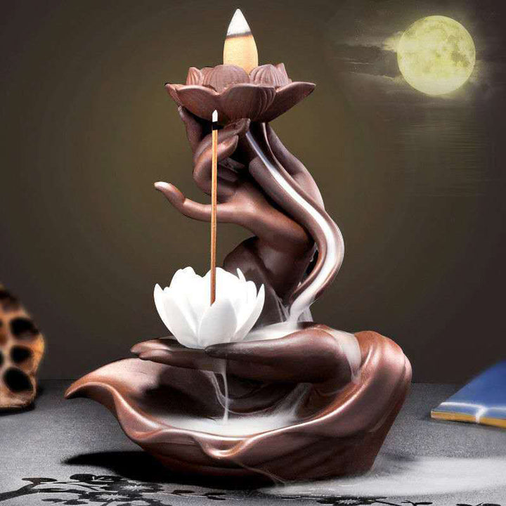 Buddha Stones Lotus Bergamotto Bruciatore di incenso curativo