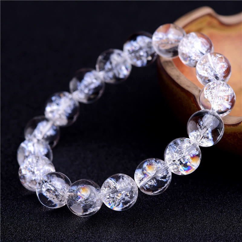 Braccialetto di guarigione con protezione in cristallo bianco naturale Buddha Stones
