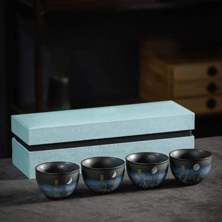 Buddha Stones Tazza da tè in ceramica Lovely Cat Tazze da tè nere 140ml