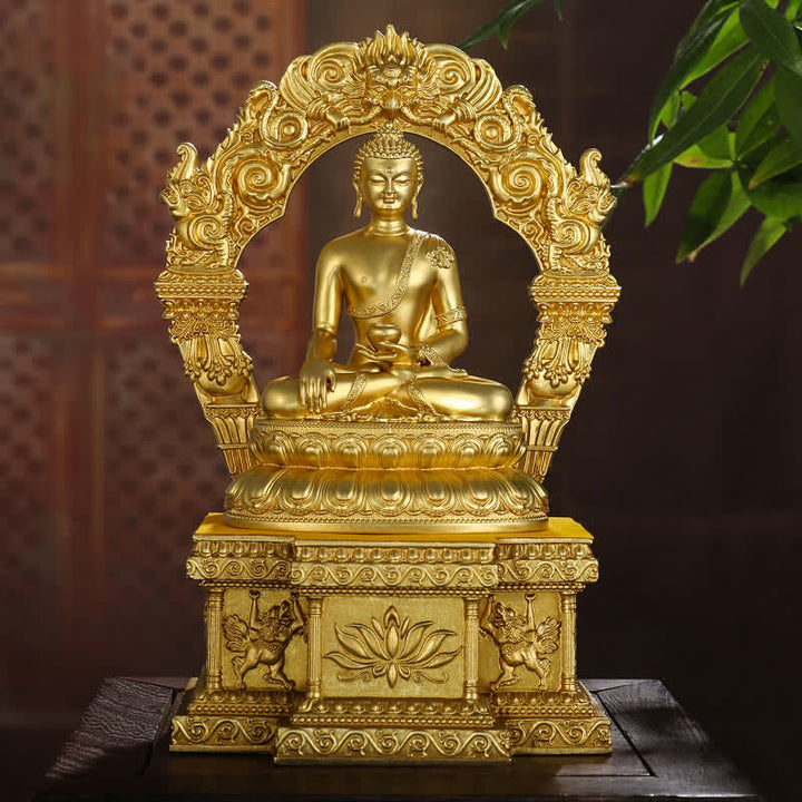 Statua di Buddha della medicina Shakyamuni Amitabha, statua in rame della serenità, decorazione per la casa - image 5