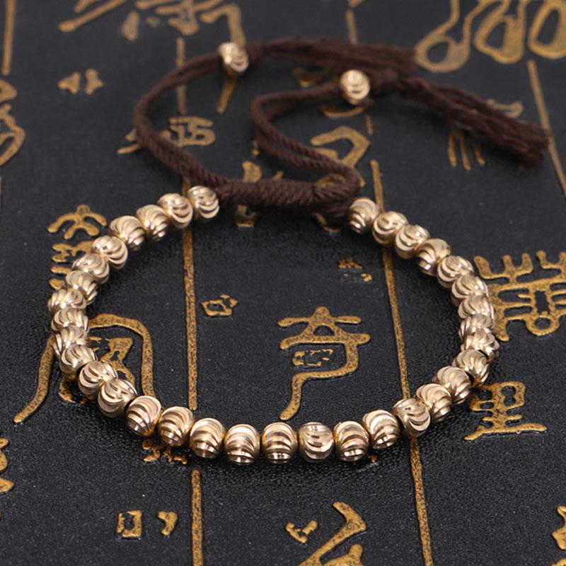 Braccialetto portafortuna in perline di rame tibetano fatto a mano Buddha Stones
