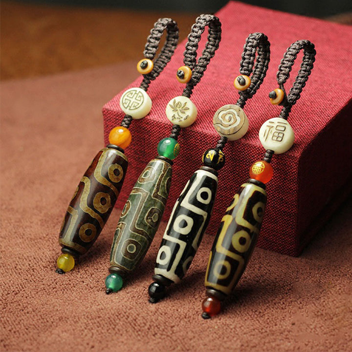 Buddha Stones Tibetano Nove Occhi Dzi Bead Decorazione della Ricchezza