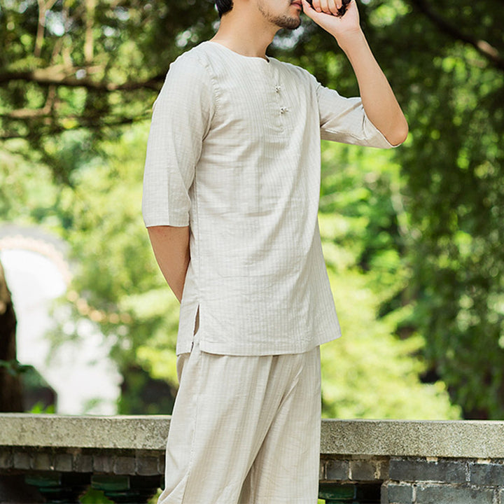 Buddha Stones Meditazione Preghiera Spirituale Zen Pratica Uniforme Abbigliamento Uomo Set