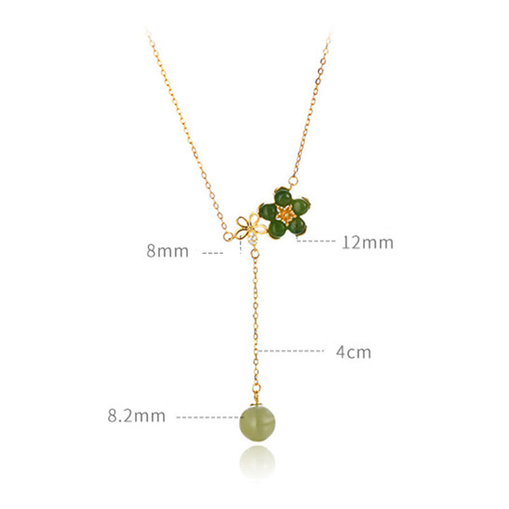 Collana con ciondolo portafortuna in argento sterling 925 con fiore di prugna in giada ciano Hetian, motivo Buddha Stones