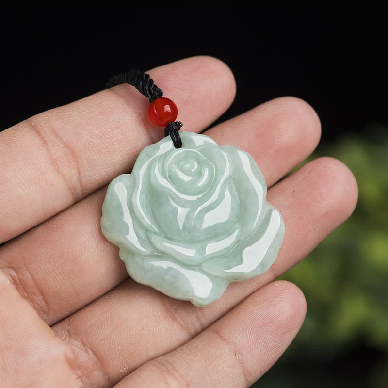 Collana con ciondolo a corda con motivo a loto in Buddha Stones, abbondanza e prosperità