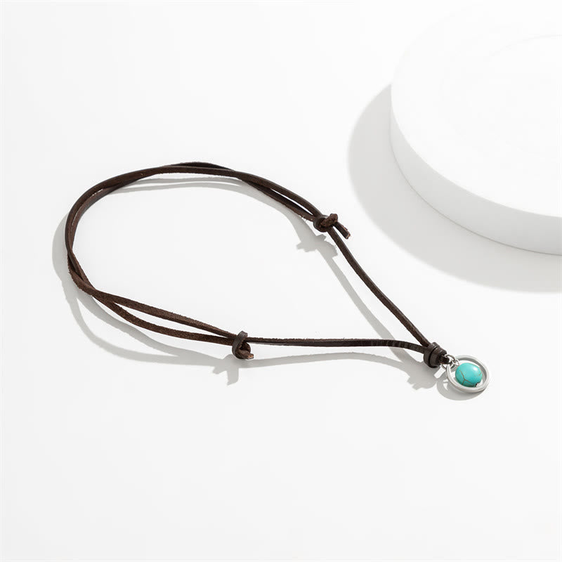 Collana con ciondolo in pietra turchese rotonda con pietre Buddha Stones e forza di protezione