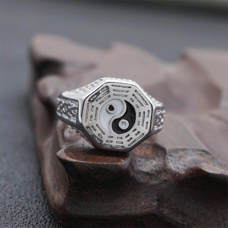 Anello portafortuna in rame con simbolo Yin Yang