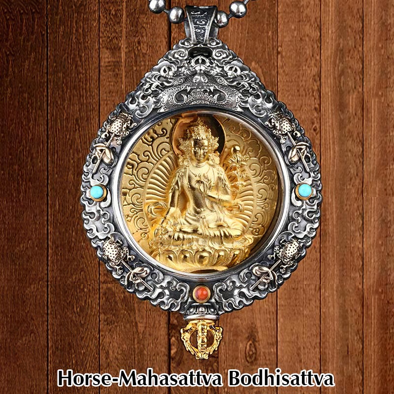 Buddha Stones Zodiaco cinese Buddha natale Thangka Nove palazzi Otto diagrammi Ricchezza Collana girevole Ciondolo - Cavallo-Mahasattva Bodhisattva - image 8