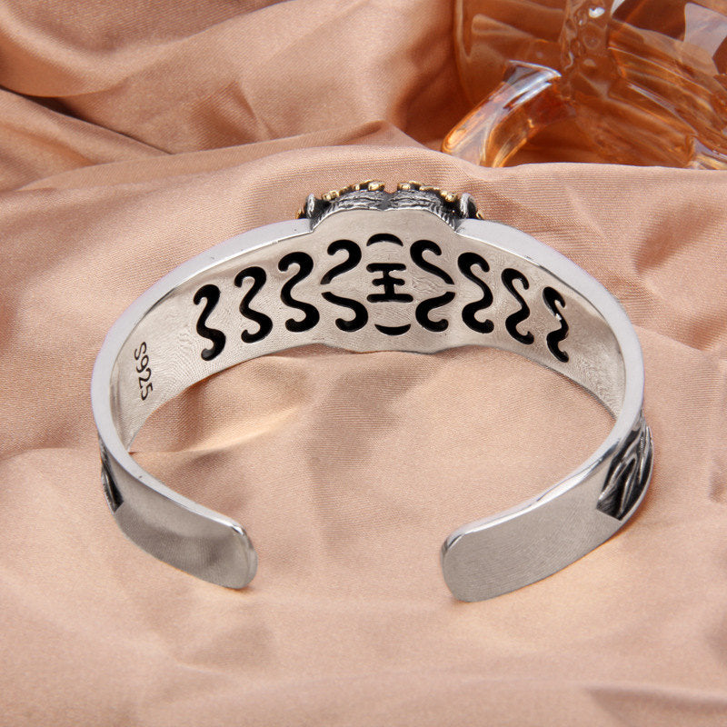 Braccialetto Buddha Stones 925 Sterling Silver Zodiaco Cinese Tigre Tieni Lontani gli Spiriti Maligni