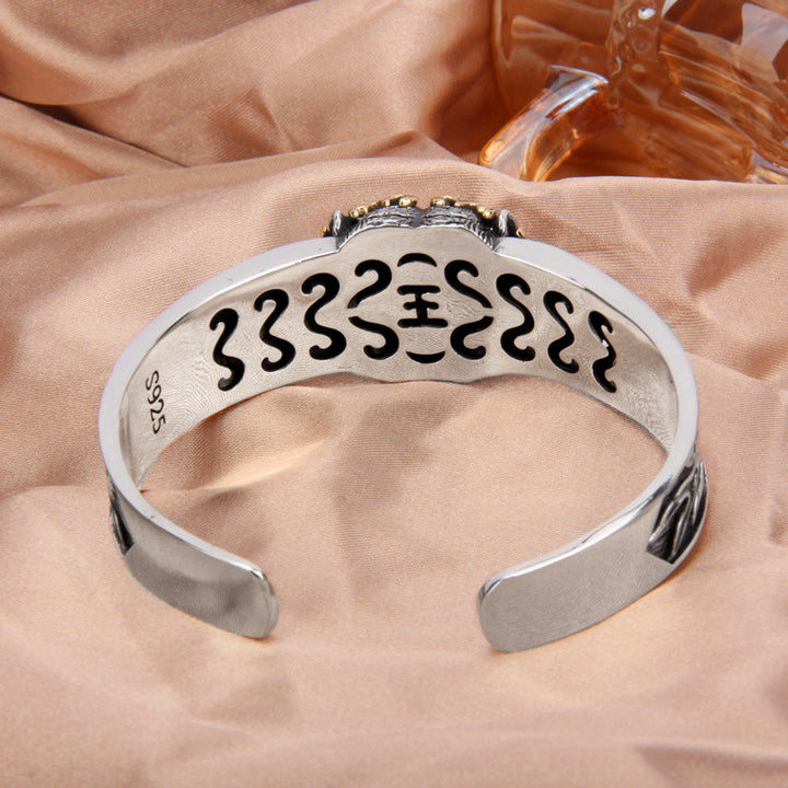 Braccialetto Buddha Stones 925 Sterling Silver Zodiaco Cinese Tigre Tieni Lontani gli Spiriti Maligni