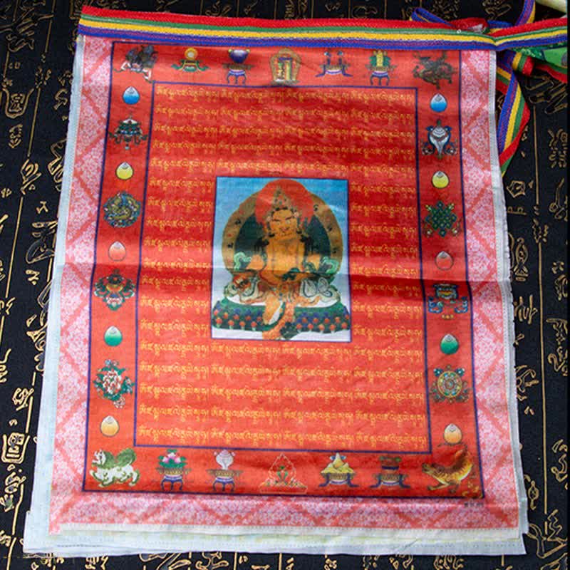 Buddha Stones Bandiera tibetana a 5 colori con cavallo del vento, Buddha Tara, Scritture, Guarigione, Auspiciosa, Preghiera all'aperto - image 9