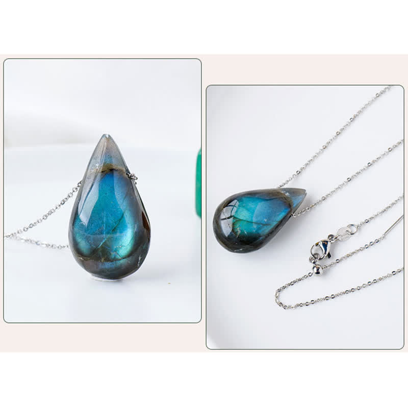 Collana con ciondolo di supporto e guarigione con goccia d'acqua in labradorite Buddha Stones - image 7