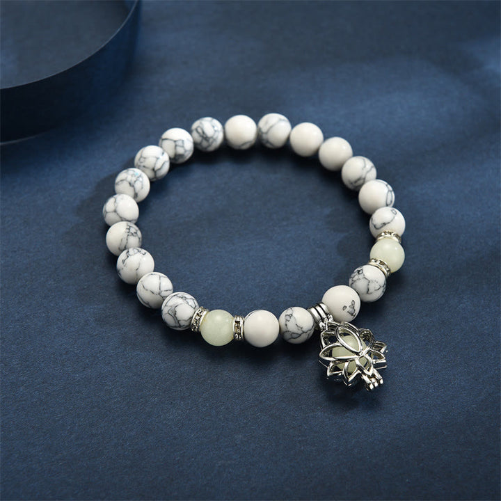 Braccialetto di protezione con perline luminose in pietra luminosa turchese tibetano Buddha Stones