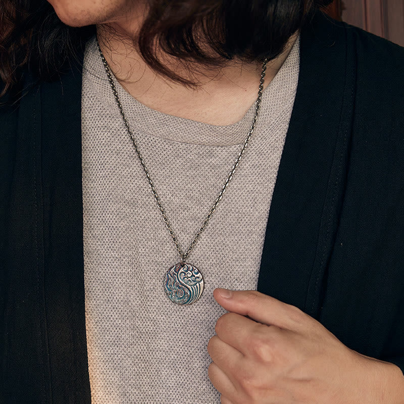 Collana con ciondolo in argento sterling 990 con Buddha Stones, equilibrio tra acqua e fuoco, Yin Yang - image 9