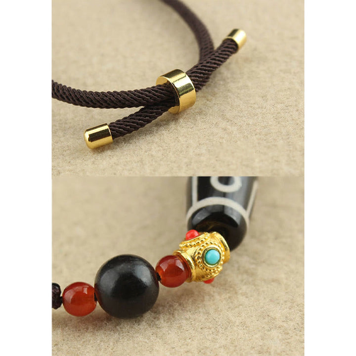 Buddha Stones Tibetano Nove Occhi Dzi Bead Protezione Benedizioni Collana Pendente