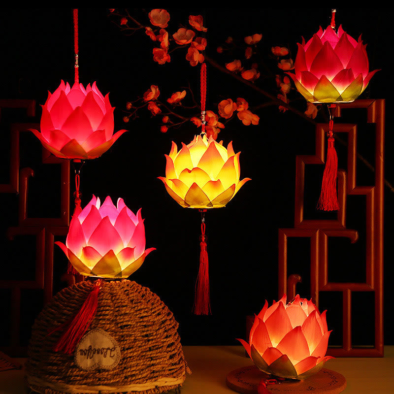 Decorazione lampada lanterna drago fiore di loto fai da Buddha Stones - image 2