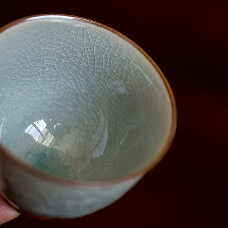 Tazza da tè in ceramica intagliata con Buddha Stones loto Tazza da tè Kung Fu