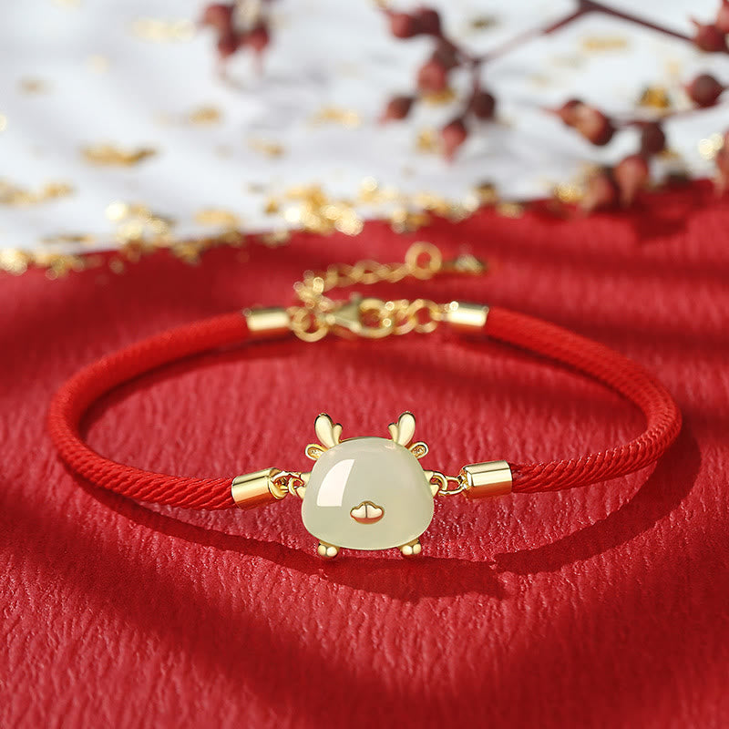 Buddha Stones Argento Sterling 925 Anno del Drago Giada Hetian Naturale Agata Rossa Simpatico Drago Protezione Successo Bracciale Collana Ciondolo Orecchini