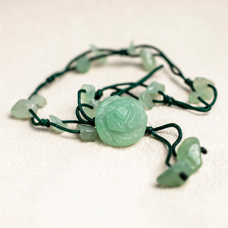 Buddha Stones Ametista Cristallo rosa Avventurina verde Rosa Pace interiore Cavigliera curativa