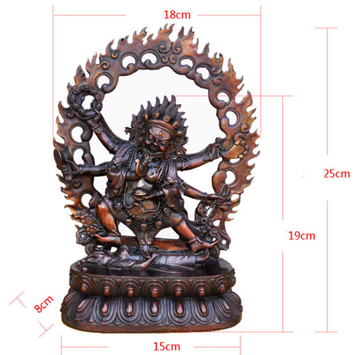 Tibet Mahakala Bodhisattva Figurina Compassione Statua in Rame Decorazione