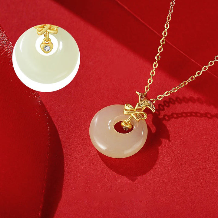 Buddha Stones 925 Sterling Silver Natural Hetian Jade Garofano Fiore Prosperità Collana Pendente - image 1