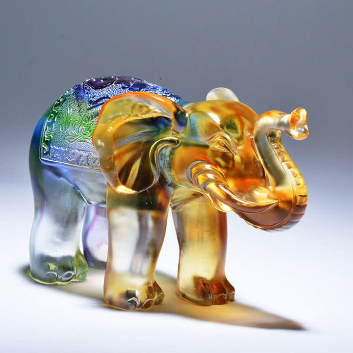 Elefante di cristallo Liuli fatto a mano, pezzo d'arte, saggezza, ricchezza, decorazione per la casa