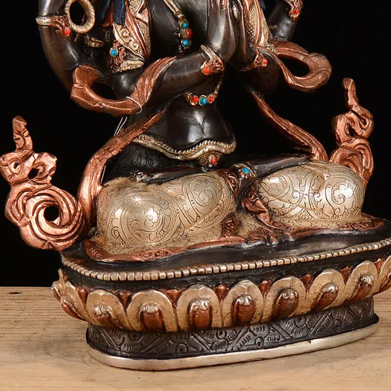 Statua di rame di protezione di Avalokitesvara a quattro braccia del Bodhisattva Chenrezig Decorazione