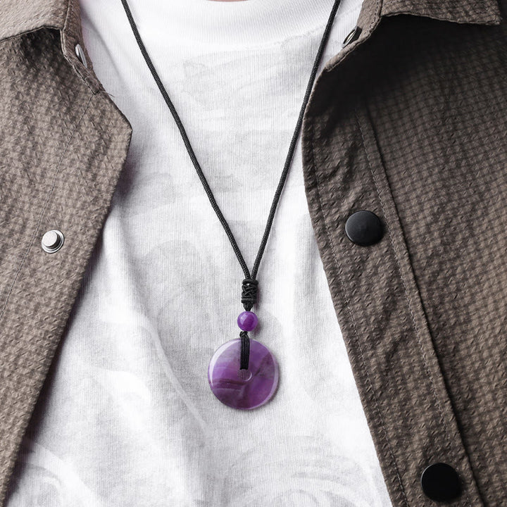 Collana con ciondolo moneta portafortuna Buddha Stones, cristallo curativo e pietre preziose
