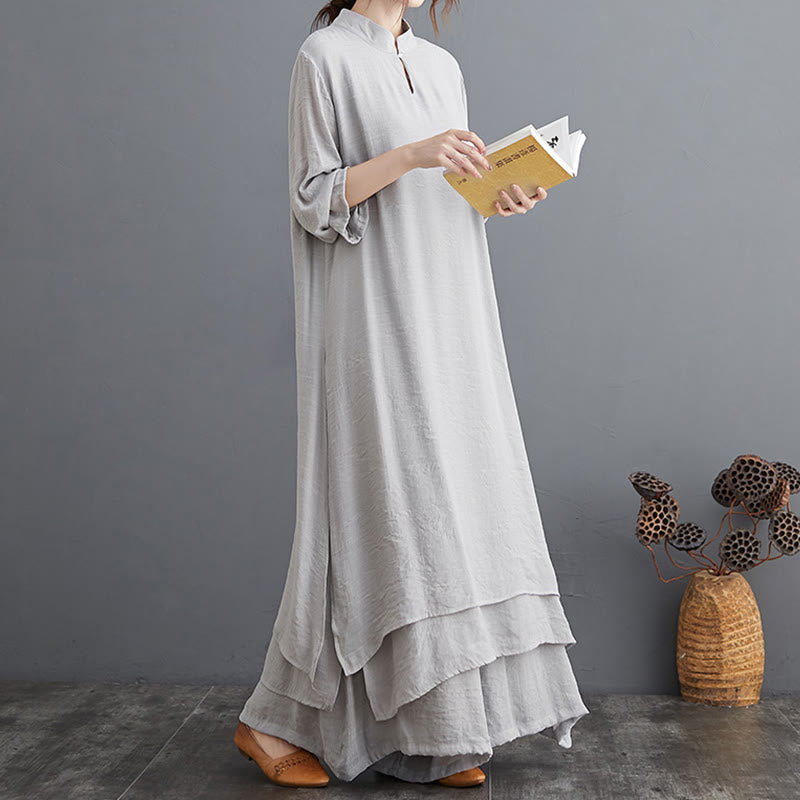 Set di abbigliamento da donna Buddha Stones dal motivo semplice per meditazione, preghiera, pratica spirituale Zen e yoga. - Completo grigio (maglia e pantaloni) - US12, UK/AU16, EU44 (2XL) - image 0