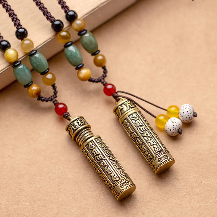 Buddhastoneshop Tibet Om Mani Padme Hum Agata Shurangama Sutra Collana con pendente di protezione - image 2