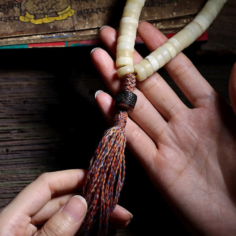 Bracciale Mala tibetano con 108 perle di Mala di Yak Bone Balance Strength