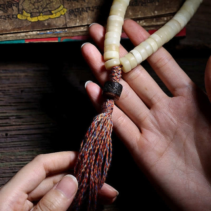 Bracciale Mala tibetano con 108 perle di Mala di Yak Bone Balance Strength
