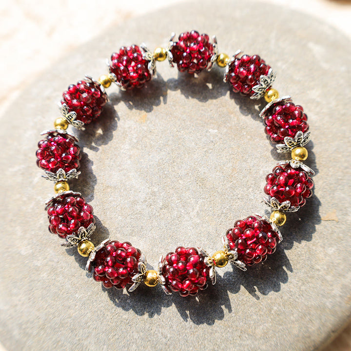 Braccialetto curativo in granato naturale Buddha Stones