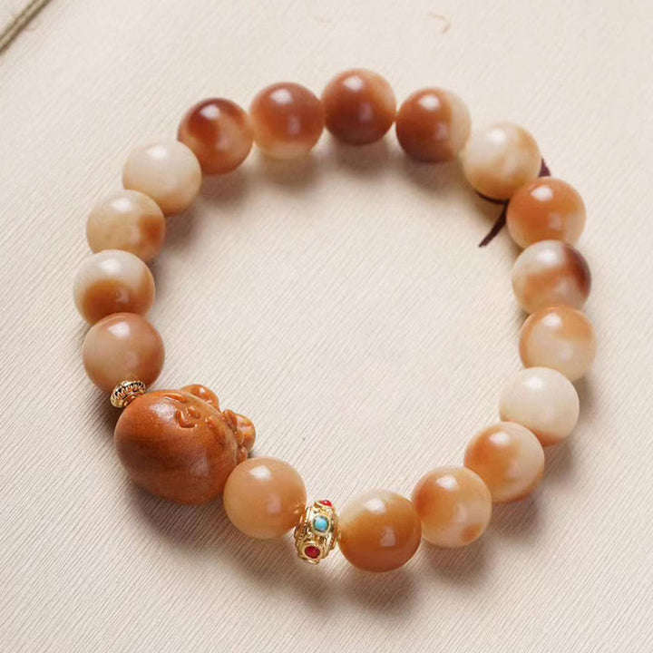 Braccialetto di pace con coniglio e semi di Bodhi naturali Buddha Stones