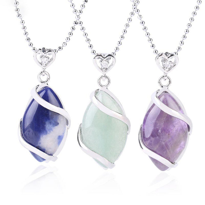 Collana con ciondolo in pietra di cristallo naturale con motivo a marquise Buddha Stones