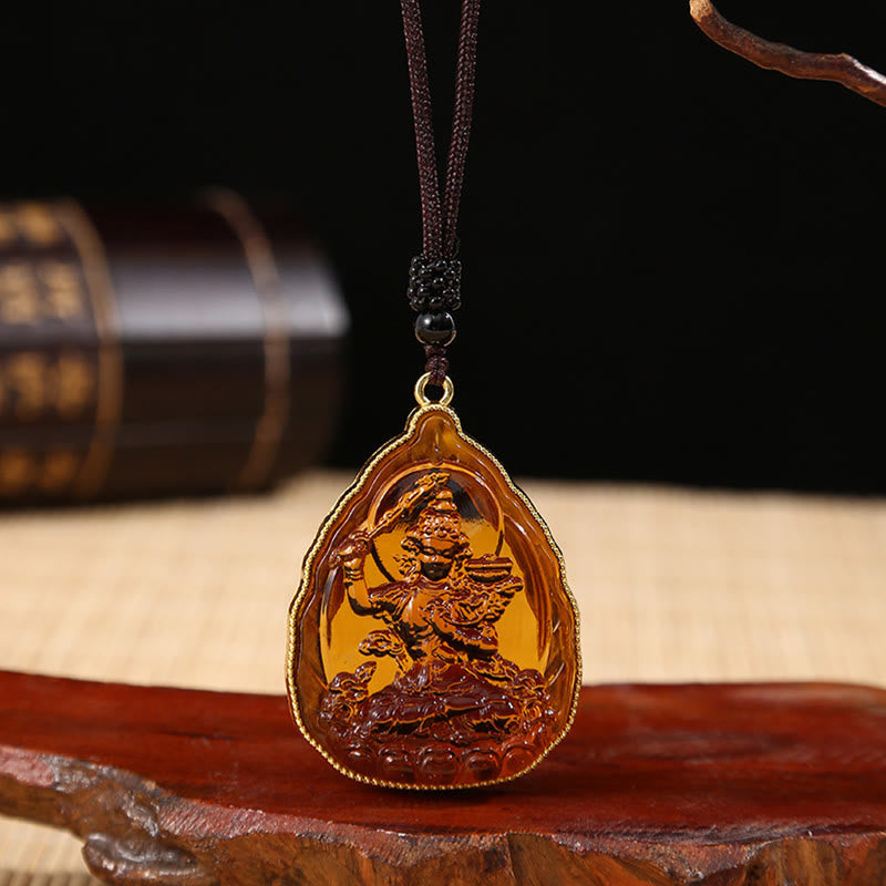 Collana con ciondolo di cristallo Liuli Buddha tibetano e serenità - Buddha arancione - image 11