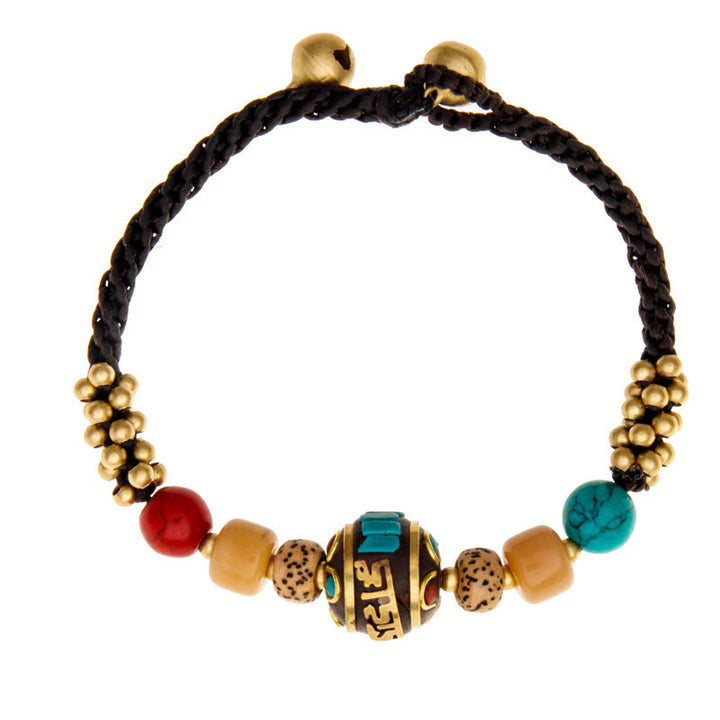Braccialetto di protezione e forza Buddha Stones in turchese tibetano Om Mani Padme Hum
