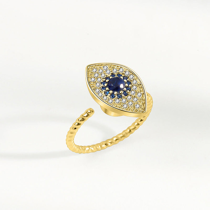 Anello girevole in argento sterling 925 con protezione contro il malocchio e benedizione