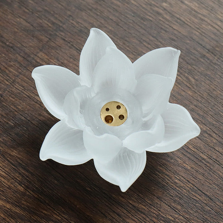 Buddha Stones Mini Lotus Liuli Cristallo Guarigione Meditazione Bastoncino Bruciatore di Incenso