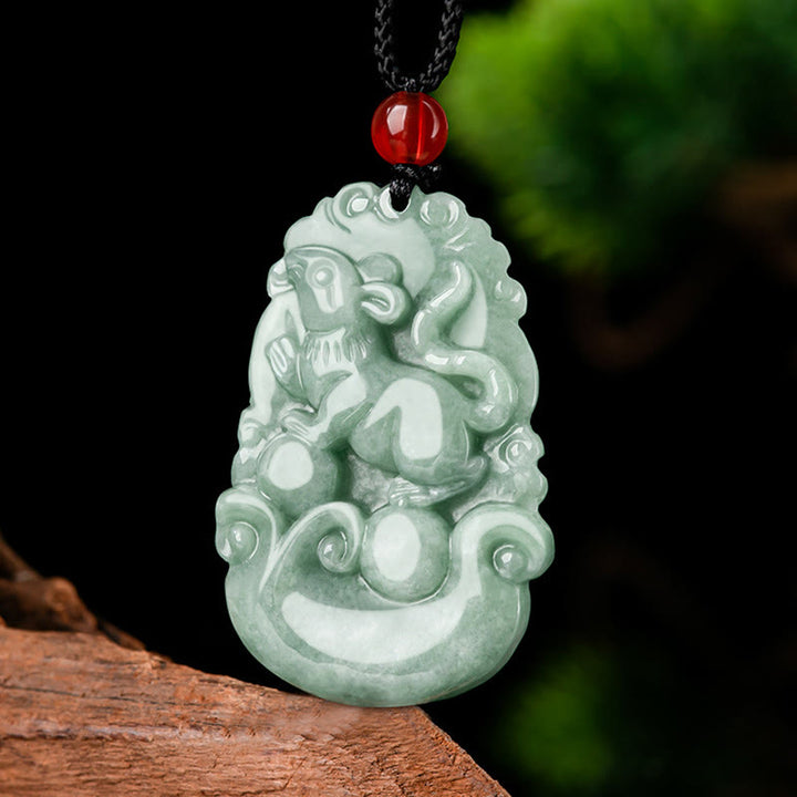Buddha Stones Giada verde naturale 12 Zodiaco cinese Fortuna Prosperità Collana pendente - image 2