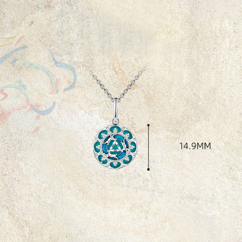 Collana pendente in argento sterling 925 con tre conigli in equilibrio, turchese rotondo , Buddha Stones