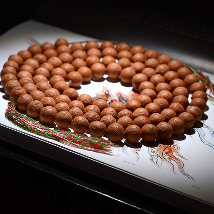 Buddha Stones 108 Mala Beads Nepal Bodhi Seed Fortuna Ricchezza Braccialetto con Nappa - image 9