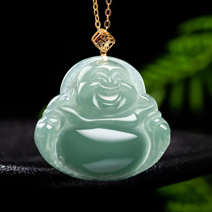 Collana con ciondolo in giada naturale Buddha che ride e abbondanza di prosperità - image 5