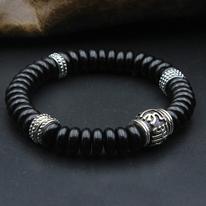 Braccialetto positivo Buddha Stones Natural Tibetan Coconut Shell Om Mani Padme Hum
