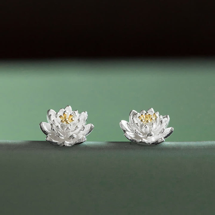Orecchini Buddha Stones in argento sterling 925 con fiore di loto