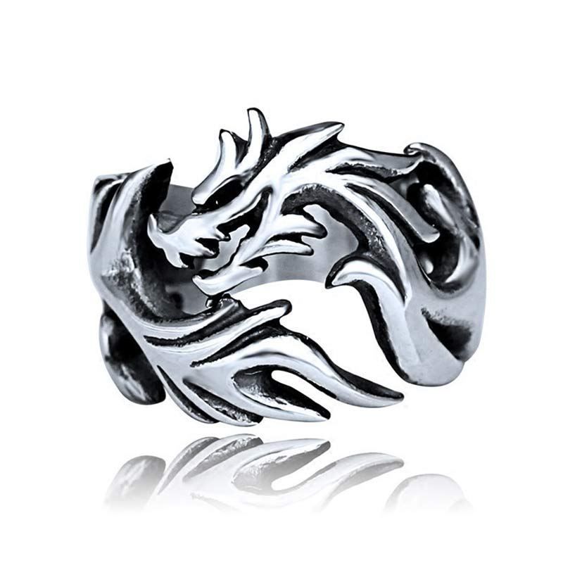 Anello regolabile con motivo a drago Buddha Stones, protezione e forza