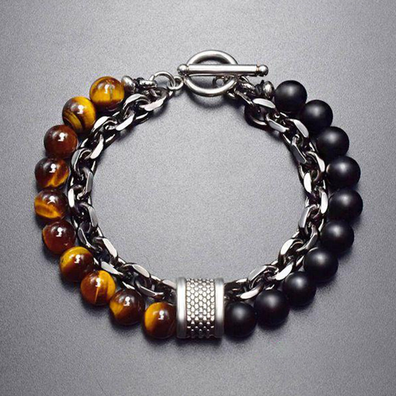 Bracciale protettivo in lapislazzuli occhio di tigre naturale con Buddha Stones . - Occhio di tigre - image 0