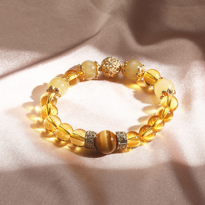 Braccialetto di perline di Buddha Stones Citrine Generosità Prosperità