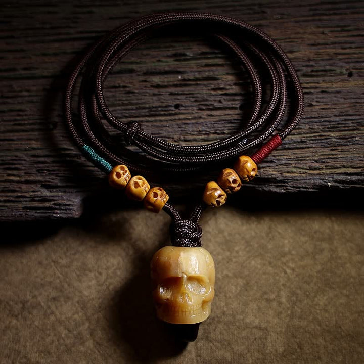 Buddha Stones Tibetano Osso di Cammello Teschio Il Signore del Cadavere Collana con Ciondolo per la Protezione della Foresta